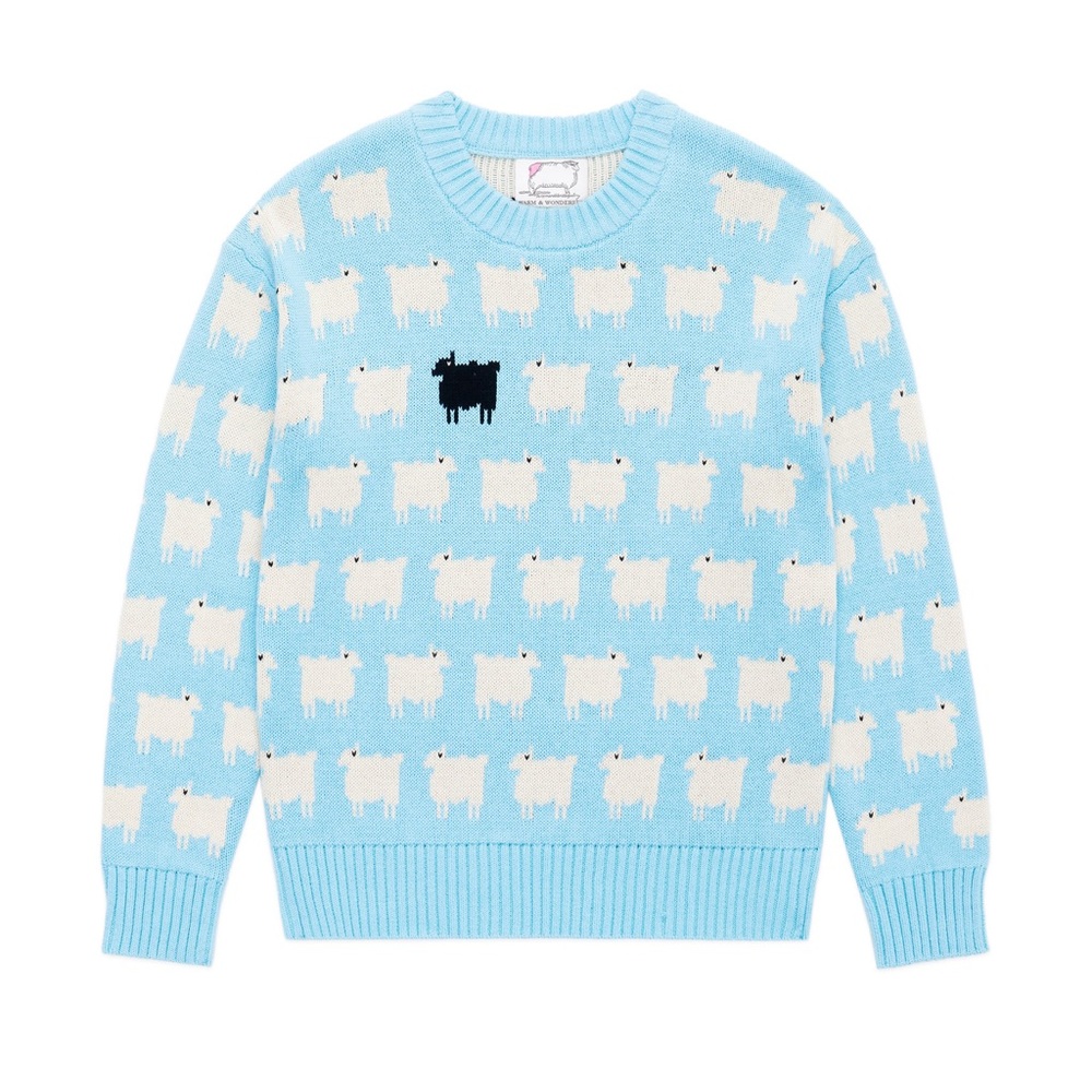Rowing Blazers Blue and White Crew Neck Sheep Sweater